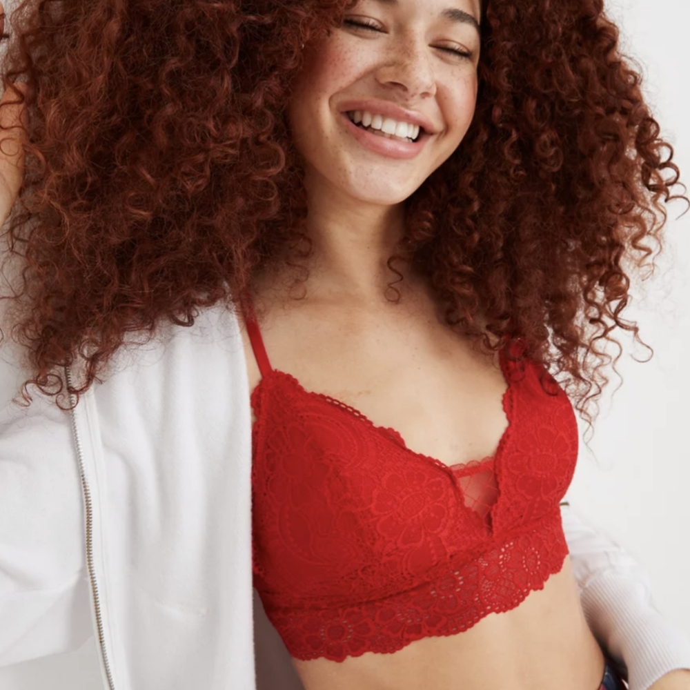 Chilly red Slumber party Lace Aerie Bralette